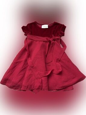 Kids Velvet-Top Formal Dress with Sash